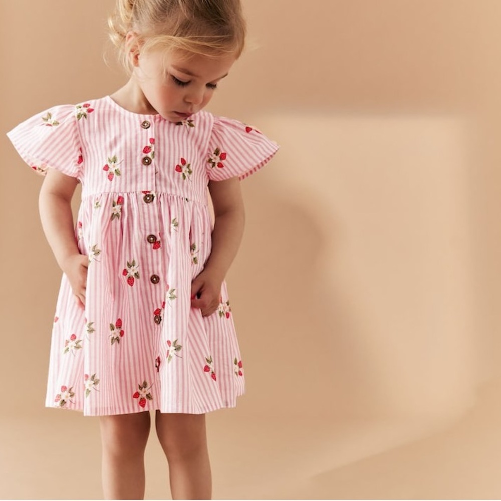 NEXT Strawberry Striped Cotton Dress